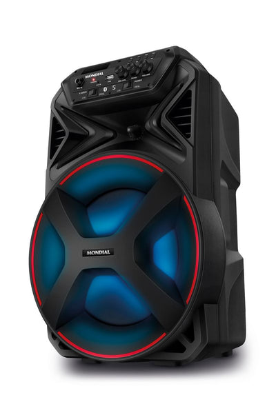 Caixa Amplificada Mondial Connect Partyplus CM-250 — 250W RMS, Bluetooth/USB/Rádio FM, Entrada de Microfone com Eco e Gu